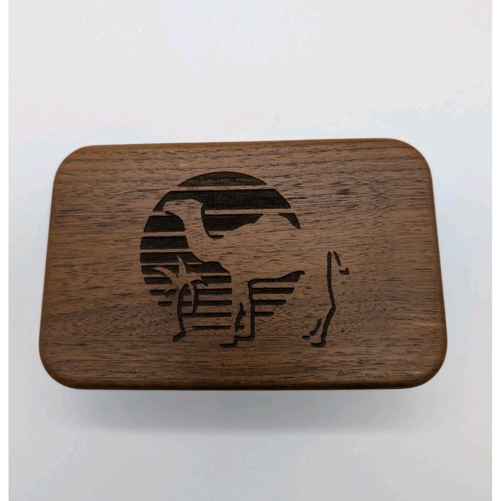Camel Trinket Box Brown Wood Joe Camel Etched Logo Vintage Tobacciana Gift